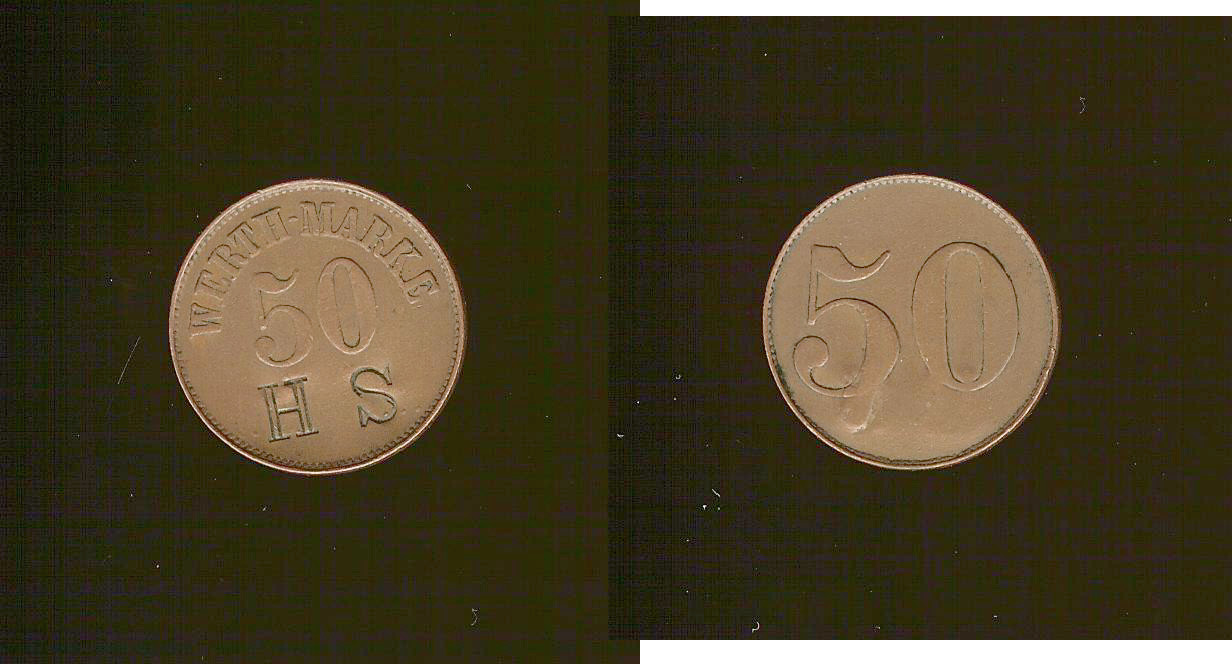 German Colony token South West Africa 50 pfennig overstamp gVF